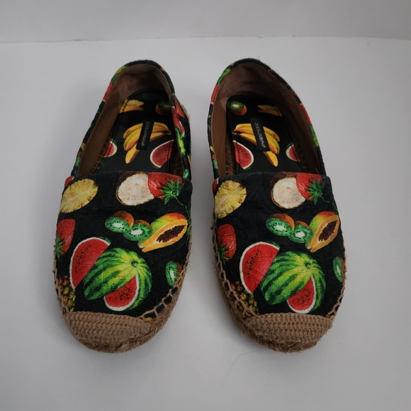 Dolce & Gabbana Shoes - DOLCE & GABBANA | Fruit canvas espadrilles flats black sz 36